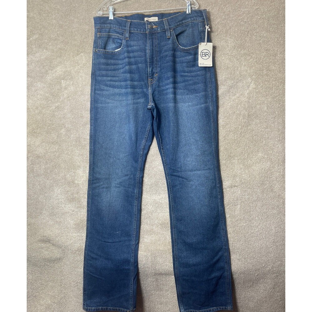 Blue Ranchwear Jeans Mens Straight Fit 36x36 Blue Denim Stretch Montana Wash